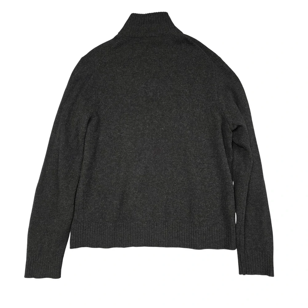 J.Crew Quarter Zip Sweater Mens XL Charcoal Gray 100% Lambs Wool Pullover Warm